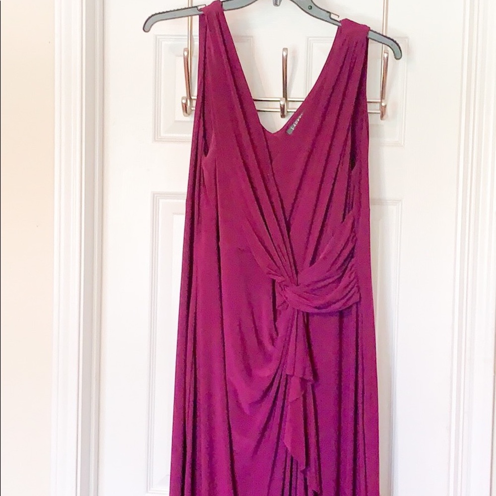 Purple Ralph Lauren sleeveless cascade knot gown!